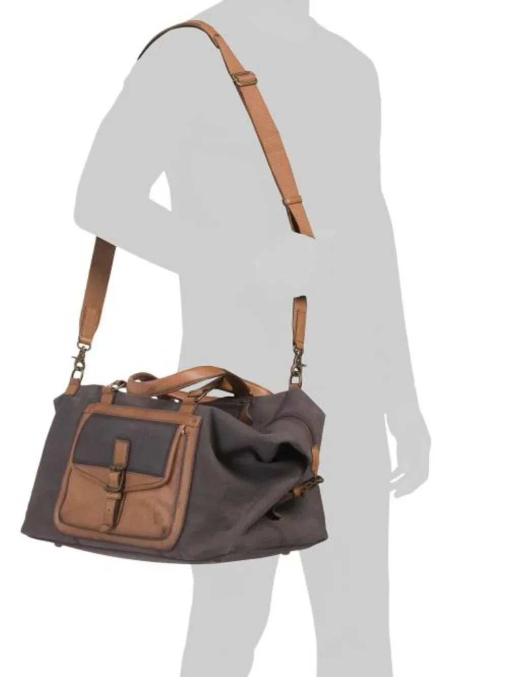 FRYE Canvas Denver Weekender With Leather Trim